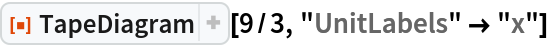 ResourceFunction["TapeDiagram"][9/3, "UnitLabels" -> "x"]